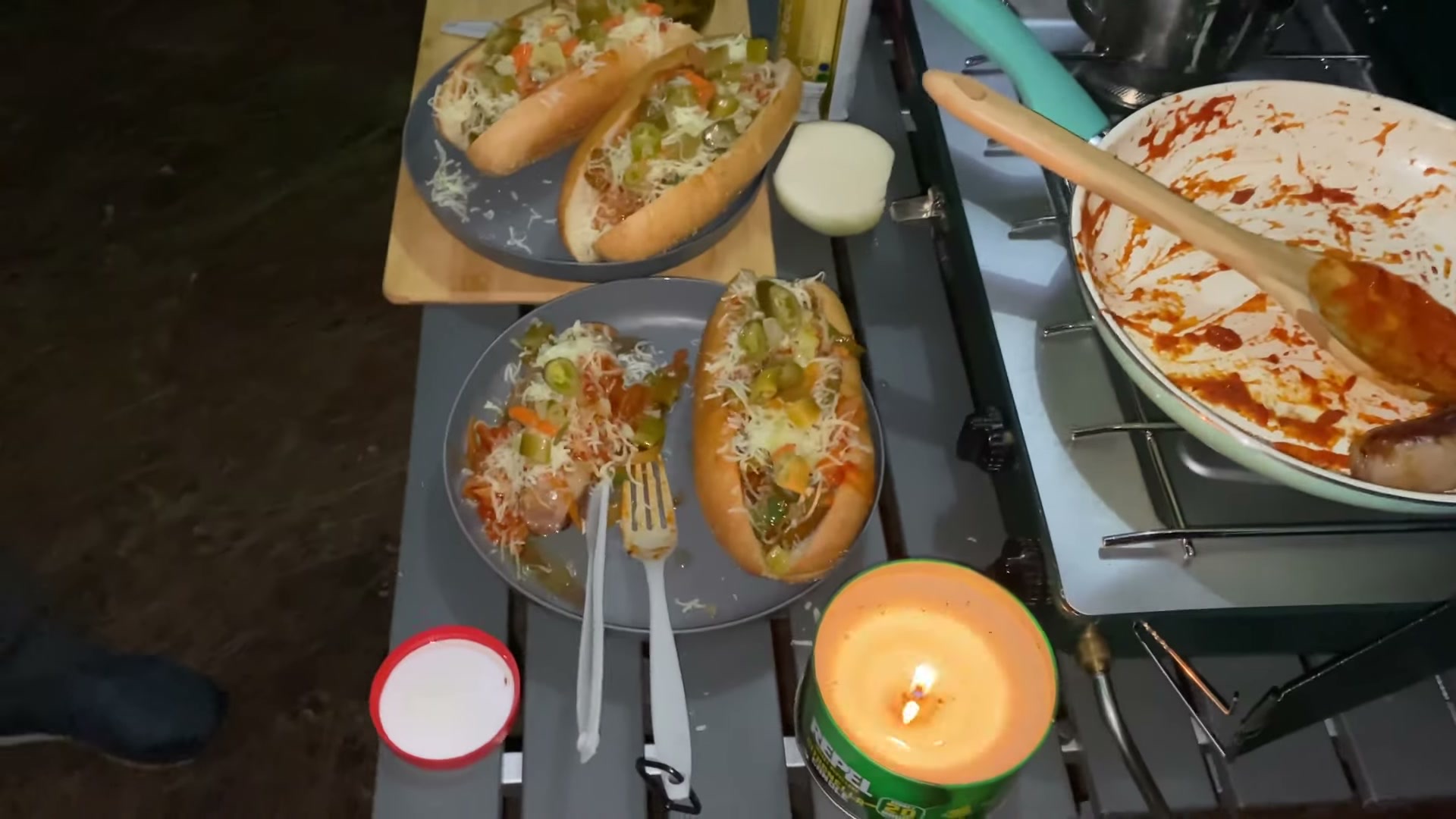 One Night in Ocala National Forest: Camp Cooking, Car Camping and Lake Dorr 12 Camp dinner by candlelight in Ocala