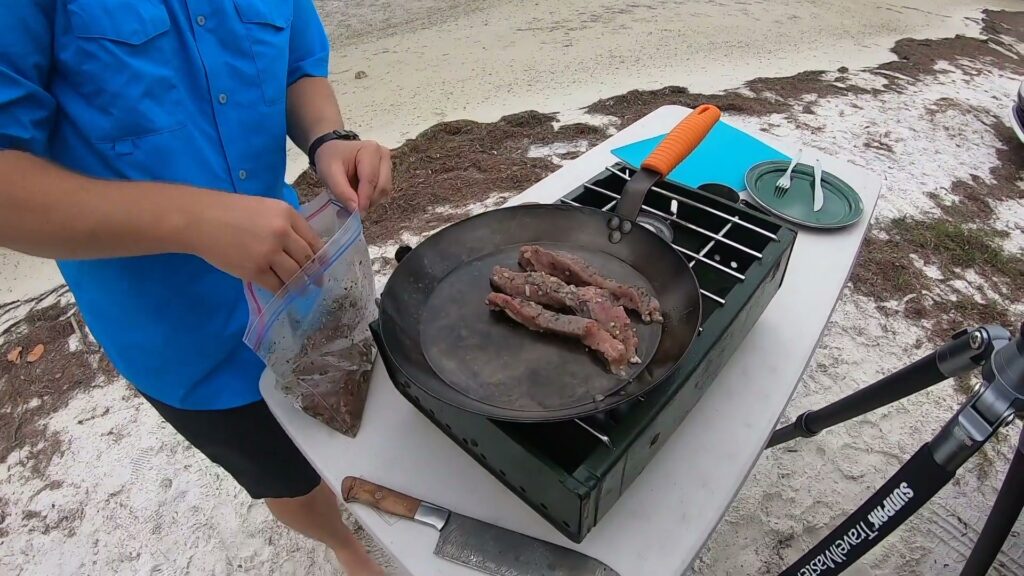 Campsite Cooking: Easy Carne Asada on the Dunedin Causeway
