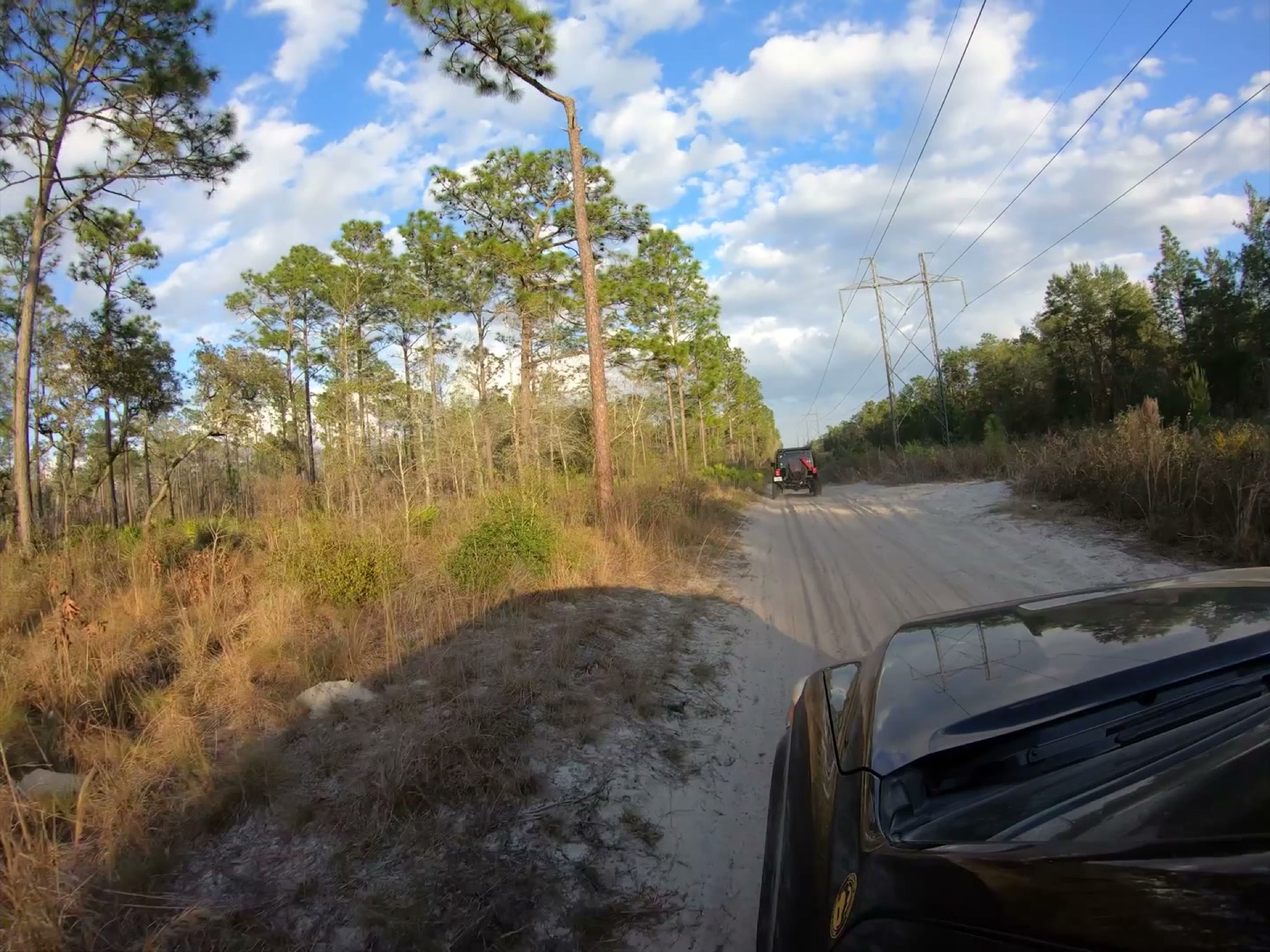 The Rally Point: Overlanding Hopkins Prairie in Ocala 16 The convoy heading down a power line road in Ocala
