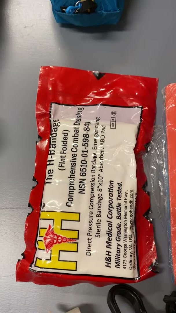 Packing a Motorcycle for a 30-Day Adventure Ride 13 An H-bandage trauma dressing from the first aid kit
