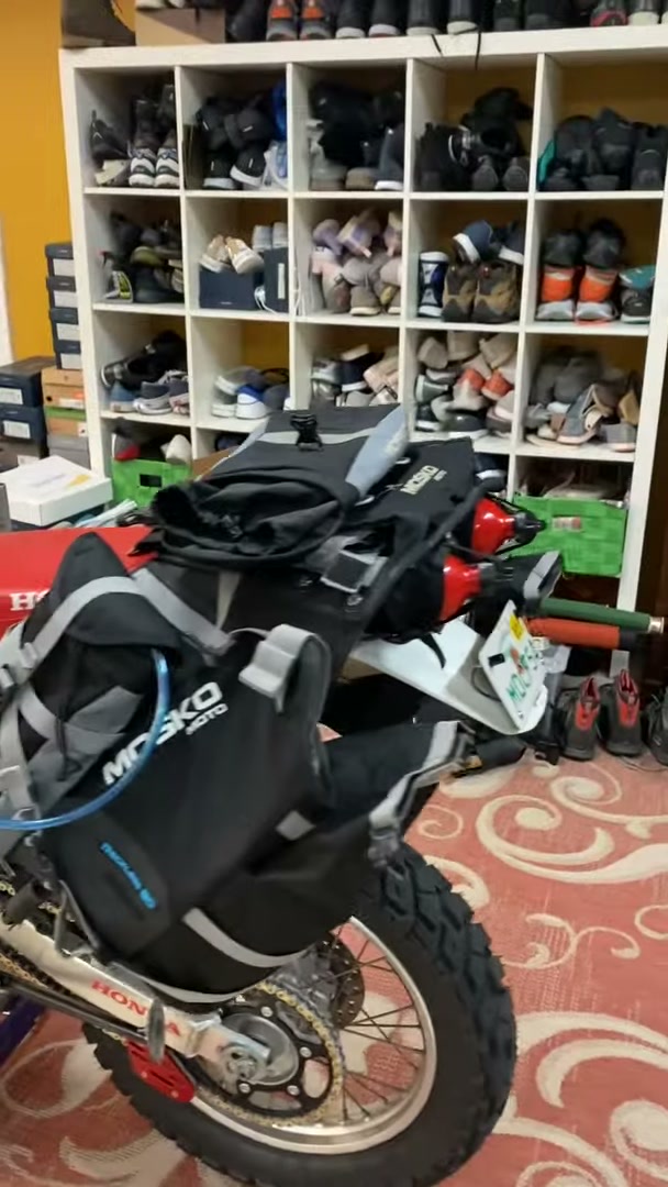 Packing a Motorcycle for a 30-Day Adventure Ride 19 The loaded XR650L from the side