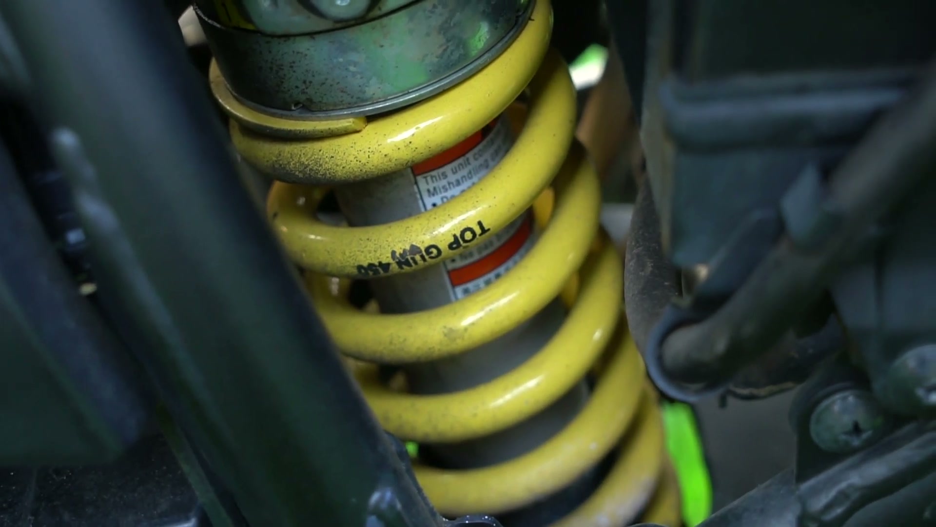 My Kawasaki KLR 650 Adventure Bike Build for the Trans America Trail 7 The heavier yellow rear shock spring installed on the KLR 650