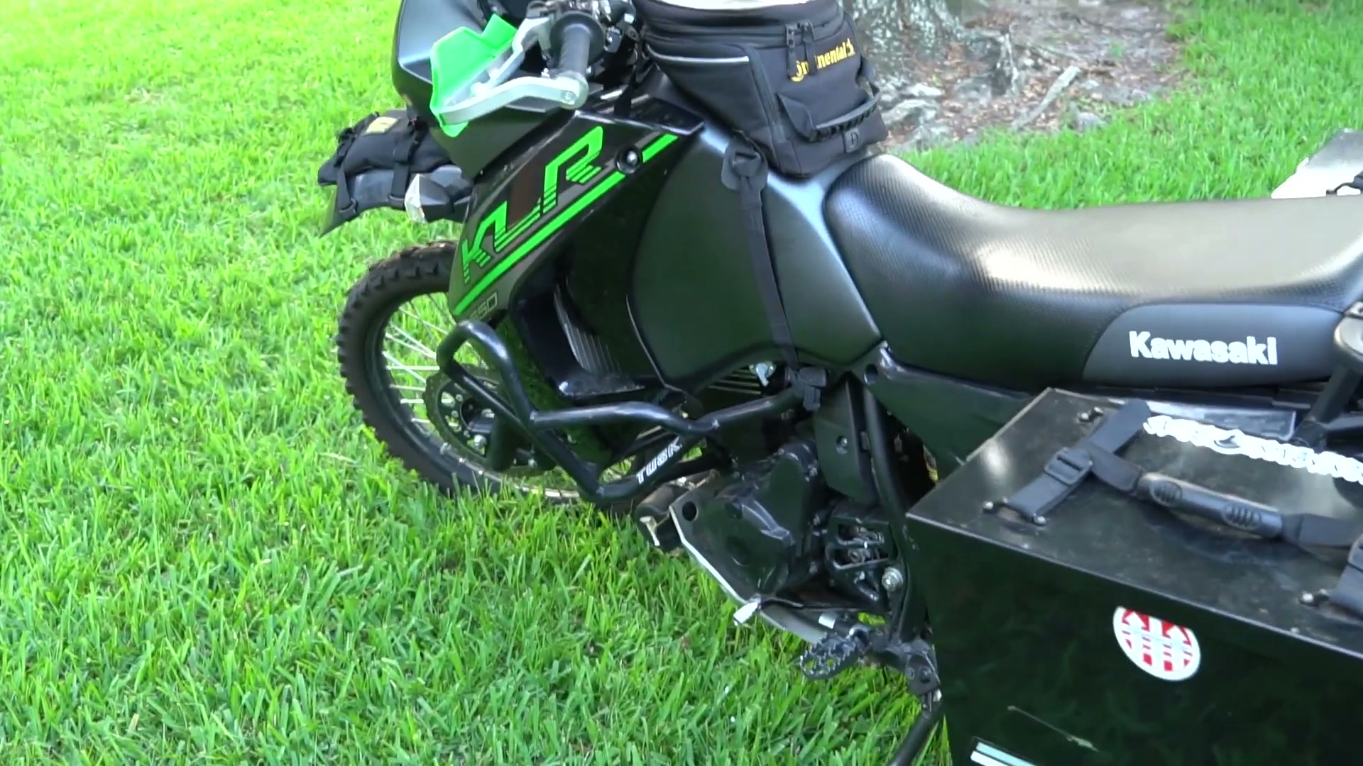 My Kawasaki KLR 650 Adventure Bike Build for the Trans America Trail 18 The KLR 650 side view with a Tusk pannier