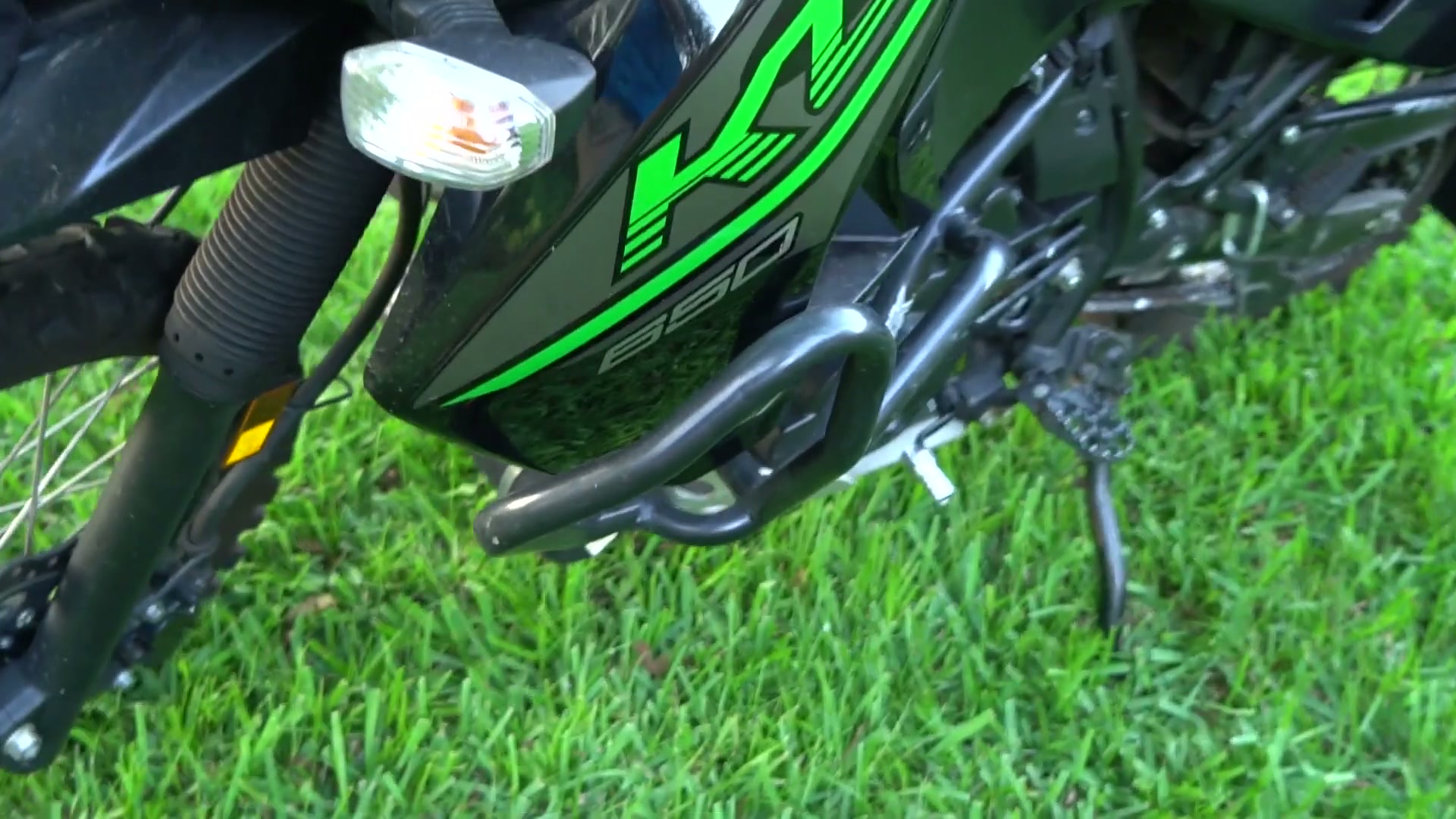 My Kawasaki KLR 650 Adventure Bike Build for the Trans America Trail 4 Tusk crash bars wrapping the engine of the KLR 650