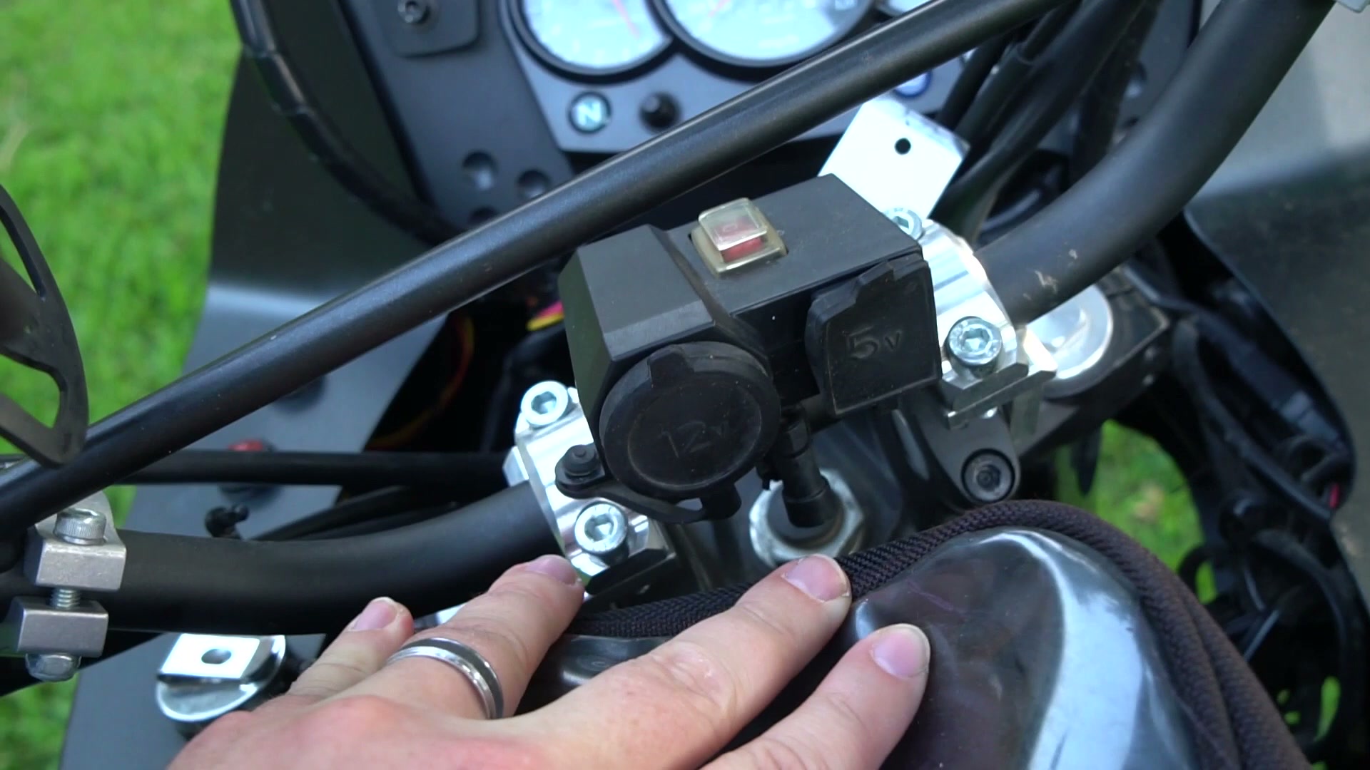 My Kawasaki KLR 650 Adventure Bike Build for the Trans America Trail 10 The USB power console mounted near the handlebars of the KLR 650