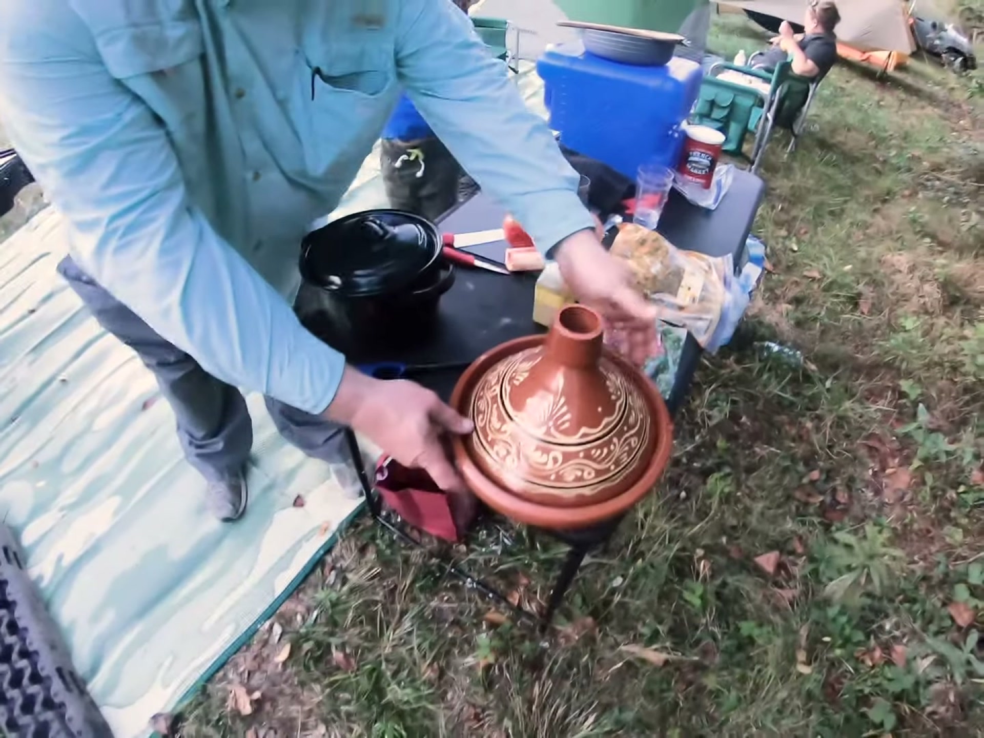 Campsite Cooking: Chicken Tagine with the Overland Crew 11 The clay tagine base set out in the camp kitchen